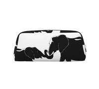GBCDEDSL Old Elephant and Young Elephant Fully Printed PVC Cross Pattern Leather Zipper Three-Dimensional Pencil case Student Pencil case Pouch