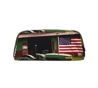 GBCDEDSL Old Tractor Photo Farm Fully Printed PVC Cross Pattern Leather Zipper Three-Dimensional Pencil case Student Pencil case Pouch