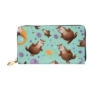 GBCDEDSL Otters Double Sided Fully Printed Microfiber Leather Women's Leather Long Clutch Wallet Leather Wallet