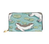 GBCDEDSL Otters Print Double Sided Fully Printed Microfiber Leather Women's Leather Long Clutch Wallet Leather Wallet