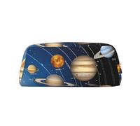 GBCDEDSL Outer Space Solar System Fully Printed PVC Cross Pattern Leather Zipper Three-Dimensional Pencil case Student Pencil case Pouch