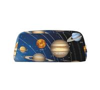 GBCDEDSL Outer Space Solar System Fully Printed PVC Cross Pattern Leather Zipper Three-Dimensional Pencil case Student Pencil case Pouch