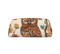 GBCDEDSL Owl Beliefs Fully Printed PVC Cross Pattern Leather Zipper Three-Dimensional Pencil case Student Pencil case Pouch