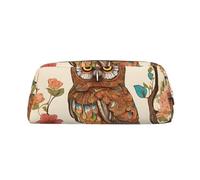 GBCDEDSL Owl Beliefs Fully Printed PVC Cross Pattern Leather Zipper Three-Dimensional Pencil case Student Pencil case Pouch
