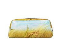 GBCDEDSL Paddy Rice Field Fully Printed PVC Cross Pattern Leather Zipper Three-Dimensional Pencil case Student Pencil case Pouch