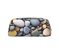 GBCDEDSL Pebble Stone Fully Printed PVC Cross Pattern Leather Zipper Three-Dimensional Pencil case Student Pencil case Pouch