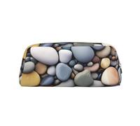 GBCDEDSL Pebble Stone Fully Printed PVC Cross Pattern Leather Zipper Three-Dimensional Pencil case Student Pencil case Pouch