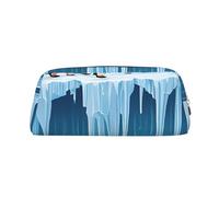 GBCDEDSL Penguins on The Iceberg Printed Fully Printed PVC Cross Pattern Leather Zipper Three-Dimensional Pencil case Student Pencil case Pouch