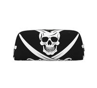 GBCDEDSL Pirate Flag Fully Printed PVC Cross Pattern Leather Zipper Three-Dimensional Pencil case Student Pencil case Pouch