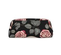 GBCDEDSL Purple Rose Skull Fully Printed PVC Cross Pattern Leather Zipper Three-Dimensional Pencil case Student Pencil case Pouch