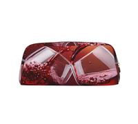 GBCDEDSL Red Wine Glass Cheers Fully Printed PVC Cross Pattern Leather Zipper Three-Dimensional Pencil case Student Pencil case Pouch