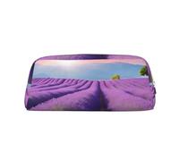 GBCDEDSL Romantic Purple Lavender Fully Printed PVC Cross Pattern Leather Zipper Three-Dimensional Pencil case Student Pencil case Pouch