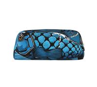 GBCDEDSL Silver Fish Scale Fully Printed PVC Cross Pattern Leather Zipper Three-Dimensional Pencil case Student Pencil case Pouch