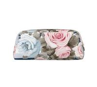 GBCDEDSL Striped Succulents Fully Printed PVC Cross Pattern Leather Zipper Three-Dimensional Pencil case Student Pencil case Pouch
