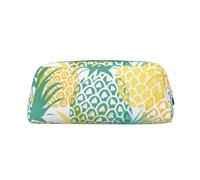 GBCDEDSL Tropical Pineapple Fully Printed PVC Cross Pattern Leather Zipper Three-Dimensional Pencil case Student Pencil case Pouch
