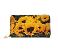 GBCDEDSL Yellow Sunflower Field Double Sided Fully Printed Microfiber Leather Women's Leather Long Clutch Wallet Leather Wallet