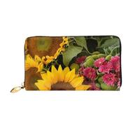 GBCDEDSL Yellow Sunflowers Double Sided Fully Printed Microfiber Leather Women's Leather Long Clutch Wallet Leather Wallet