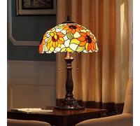 Gbdgjd 16 inch Sun Flower Table Lamp for Bedroom Headboard Lighting, Stained Glass Desk Light Pastoral Vintage Desk Lamps for Living Room Office Decorative