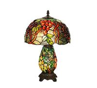 Gbdgjd Double Lights Table Lamps Handmade Stained Glass Night Light for 8/12 inch Living Bedroom Bedside Reading Lamp Gifts with Antique Base,A,8Inch (A 8Inch), b, 12inch
