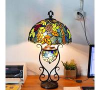 Gbdgjd Grape Glass Table Lamp with 6Inch Lit Base, Handcrafted Antique 3-Light Desk Lighting in 16Inch Living Room Coffee Table Bedside Lamp,E27,B (B), a, a