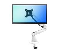 GBEVAUEIO Adjustable Single Monitor Mount, Gas Spring Arm Desk with Clamp, Fully Adjustable Fits 15-27 inch Screens, Holds up to 17.6 lbs Ergonomic(White)