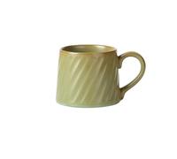 GBEVAUEIO Cereal Ceramic Large Capacity Green Striped Mug Retro Latte Simple European Hand-Poured Coffee Cup Gifts