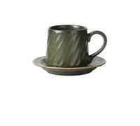 GBEVAUEIO Cereal Large Capacity Ceramic Dark Green Striped Mug Office Water Cup Home Coffee Saucer Set Gifts