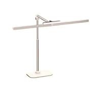 GBEVAUEIO End Tables LED Desk Lamp for Home Office, Double Light Source 24W with Adjustable Height, 5 Lighting Brightness Table Reading Study, 45minutes Auto-Timer for Decor(Silver)