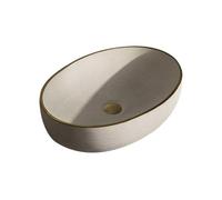 GBEVAUEIO Modern 58 * 40 * 13cm Oval Retro Simple Ceramic Bathroom Sink Home Balcony Toilet Wash Basin Vanity