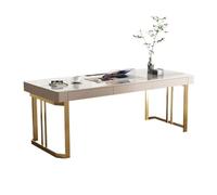GBEVAUEIO Office Modern Slate Executive Desk with 3 Drawers and Gold Metal Legs, Large Home Office Desks with Power Sockets Modern(M)