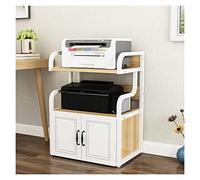 GBEVAUEIO Shelf Printer Stand, 21.6 x15.7 x 32.2 Inches Beside the desk Table with Storage Shelf, 3 Tier rack for Home Office, White Industrial