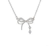 GBFUPMA Sterling Silver Bow Necklace for Women | Dainty Minimalist Collarbone Chain | Light Luxury Everyday Jewellery | Elegant Layering Gift for Her