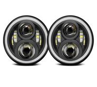 GBGWRMRYX Headlamp Assembly For Patrol Y60 Car 7inch Headlight Assembly LED DRL Headlight Assembly(50w Halo light Black)