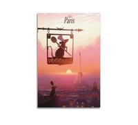 GBHEVEWV Ratatouille Visit Paris Poster Poster Decorative Painting Canvas Wall Posters And Art Picture Print Modern Family Bedroom Decor Posters 20x30inch(50x75cm)