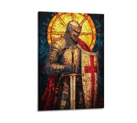 GBHEVEWV Stained Glass Knight Crusade Decorative Poster Poster Decorative Painting Canvas Wall Posters And Art Picture Print Modern Family Bedroom Decor Posters 12x18inch(30x45cm)