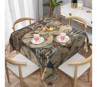 gbhJGK Ancient Map World Globe Print Tablecloth â€“ Square Dining Table Cover, Tablecloth for Coffee Table, Kitchen Decor & Celebrations 60"x60"