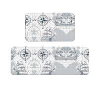 gbhJGK boat Map Print Kitchen Floor Mat 2 Sets - Comfortable Standing Mats for Laundry Room, Dining Room, Sink Area