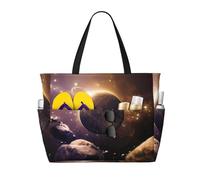 gbhJGK Cosmic Shining Planet Print Large Capacity Travel Tote Bag - Multiple Pockets for Beach, Camping, Gym, Vacation, and Daily Use