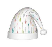 gbhJGK Festive Christmas Hat for Kids â€“ Soft Santa Hat with Colorful Hand Drawn Art with Boho Style Arrows Print, Unisex Holiday Headwear for Xmas, New Year