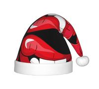 gbhJGK Festive Christmas Hat for Kids â€“ Soft Santa Hat with Cute Graphic Red Lips Print, Unisex Holiday Headwear for Xmas, New Year