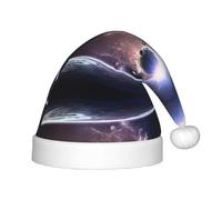 gbhJGK Festive Christmas Hat for Kids â€“ Soft Santa Hat with Earth and Moon Print, Unisex Holiday Headwear for Xmas, New Year