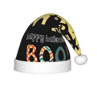 gbhJGK Festive Christmas Hat for Kids â€“ Soft Santa Hat with Halloween Ghost Pumpkin Print, Unisex Holiday Headwear for Xmas, New Year