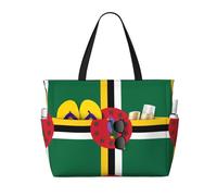 gbhJGK Flag of the Commonwealth of Dominica Print Large Capacity Travel Tote Bag - Multiple Pockets for Beach, Camping, Gym, Vacation, and Daily Use
