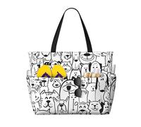 gbhJGK fun dog and sheep Print Large Capacity Travel Tote Bag - Multiple Pockets for Beach, Camping, Gym, Vacation, and Daily Use