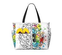 gbhJGK Geometry Brain Image with Science Print Large Capacity Travel Tote Bag - Multiple Pockets for Beach, Camping, Gym, Vacation, and Daily Use