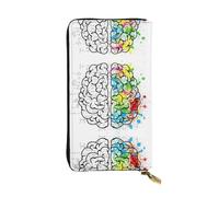 gbhJGK Geometry Brain Image with Science Print Leather Wallet â€“ Lightweight Bifold Clutch with Card Holder, Coin Pocket â€“ Fashion Slimfold Design