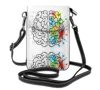 gbhJGK Geometry Brain Image with Science Print Small Cell Phone Purse - Crossbody Wallet Bag, Leather Design for Daily Use, Travel & Shopping