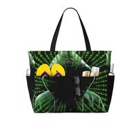 gbhJGK Hacker Attack Print Large Capacity Travel Tote Bag - Multiple Pockets for Beach, Camping, Gym, Vacation, and Daily Use