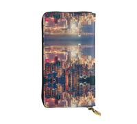 gbhJGK Hong Kong Print Leather Wallet - Lightweight Bifold Clutch with Card Holder, Coin Pocket - Fashion Slimfold Design