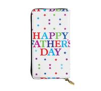 gbhJGK Stars and Happy Fathers Day Print Leather Wallet â€“ Lightweight Bifold Clutch with Card Holder, Coin Pocket â€“ Fashion Slimfold Design